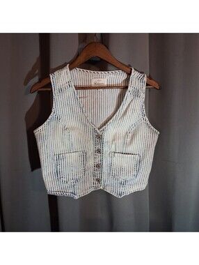 REgeneration by Celebrity Pink Striped Denim Vest Size L